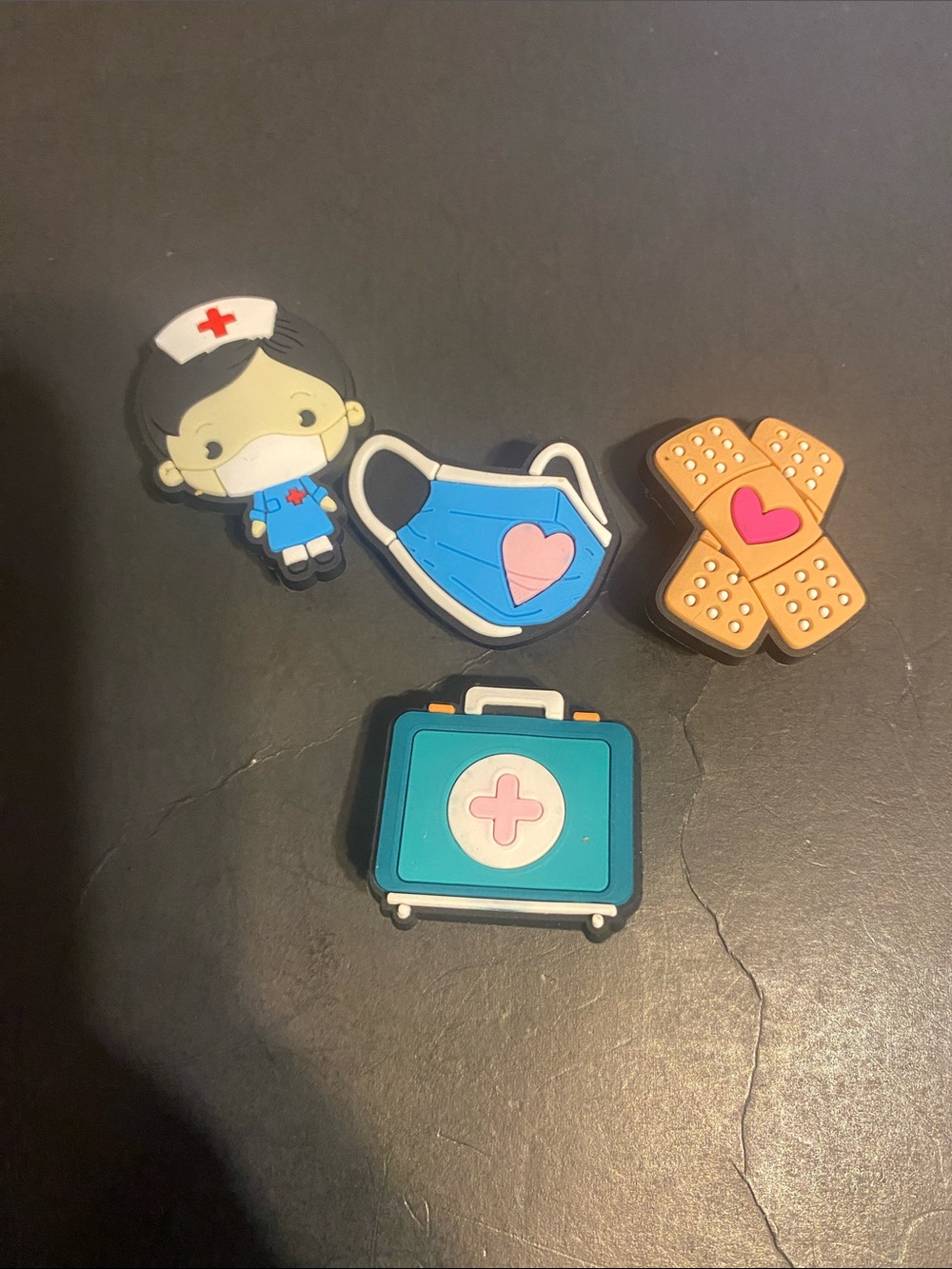 Jibbitz Nurse, Mask, Bandage & First Aid Croc Charms in Blue, Teal, Pink, White